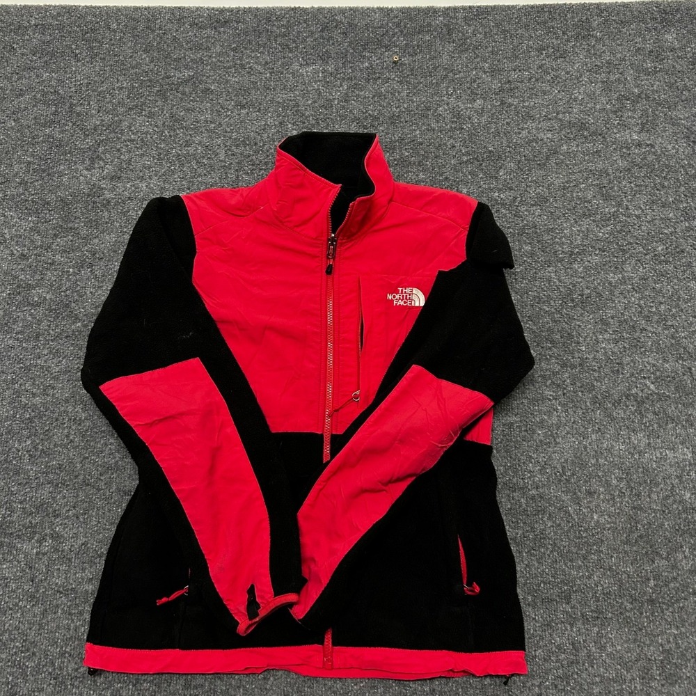 The North Face Fleece Jacket Womens Size M Red Black Denali Full Zip Outdoor